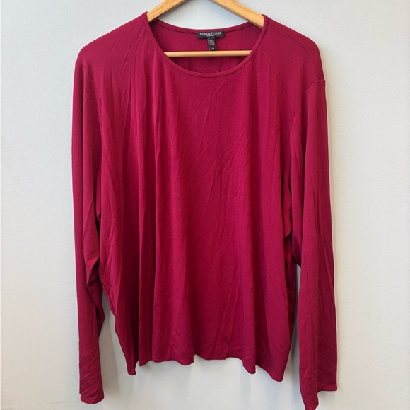 Eileen Fisher Tops - Eileen Fisher 3X Silk Maroon Long Sleeve Top